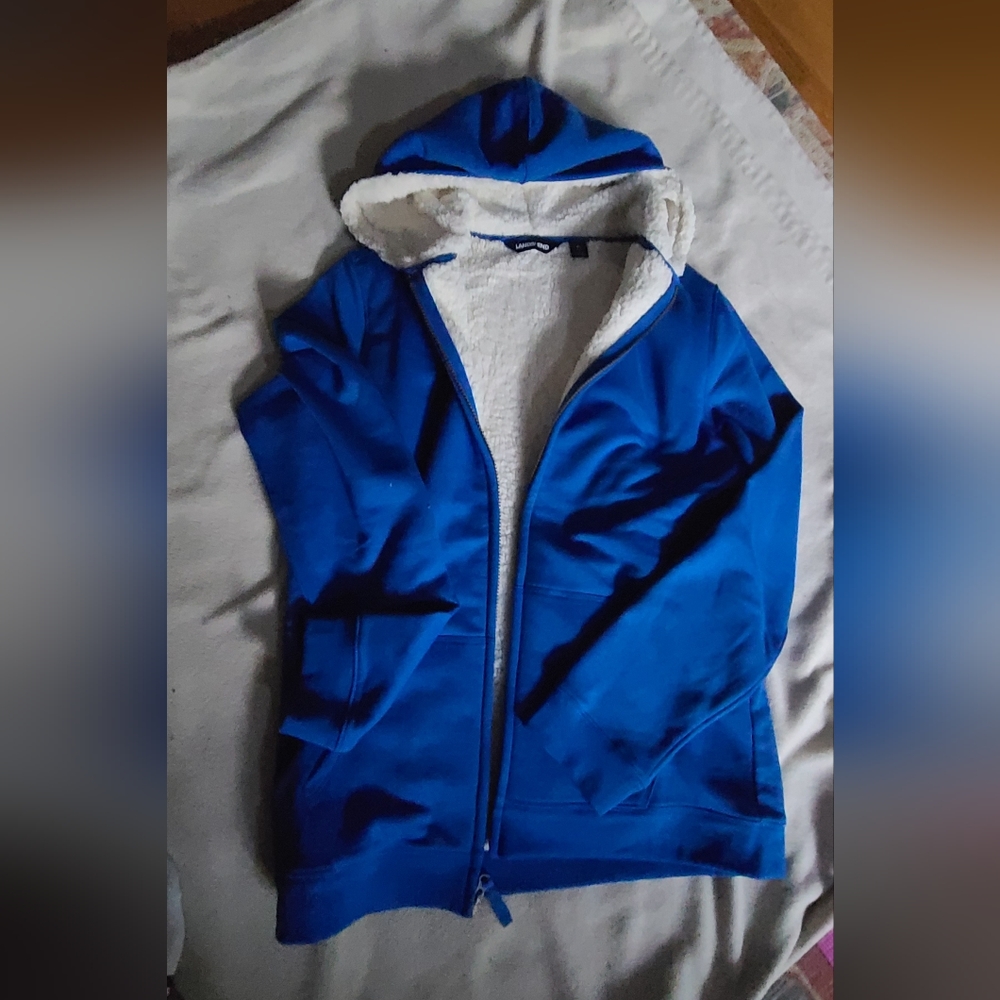 Sherpa lined zip up hoodie lands end